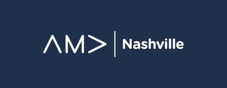 white AMA Nashville logo on a dark blue background