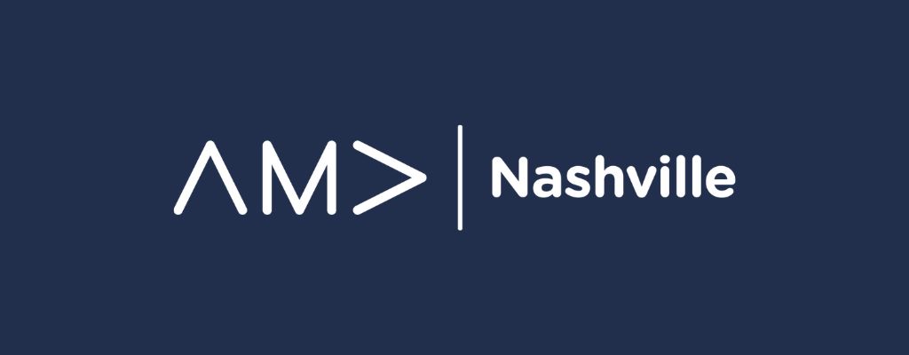white AMA Nashville logo on a dark blue background