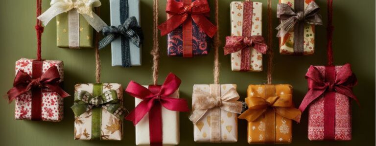 Two rows of wrapped gifts representing donations from year end marketing for non profits